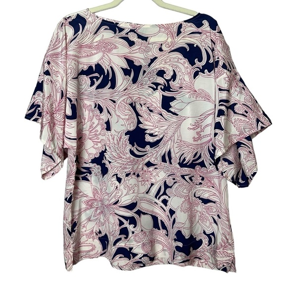 Talbots Tunic Top Silk Blend Medium Lagenlook Lightweight Kimono Sleeve *no belt - Picture 4 of 11